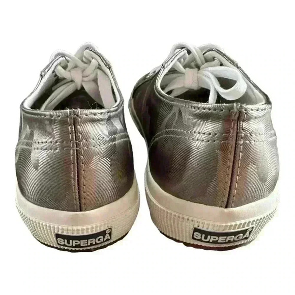 Superga Silver Metallic Camo Lace Up Sneakers  Women’s 8.5 Men’s 7 - Picture 6 of 9
